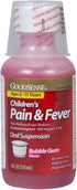 GoodSense Children's Pain Reliever Oral Suspension Liquid, Bubble Gum Flavor, Acetaminophen 160 mg per 5 mL, Effective, Safe Pain Reliever/Fever R...