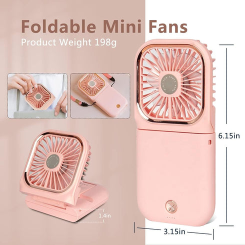 Portable Mini Fan Small Battery Operated Fan 5 in 1 as Power Bank,Phone Holder,Handheld Fan,Desk Fan, USB Rechargeable Personal Hand Fans,3000 mAh...