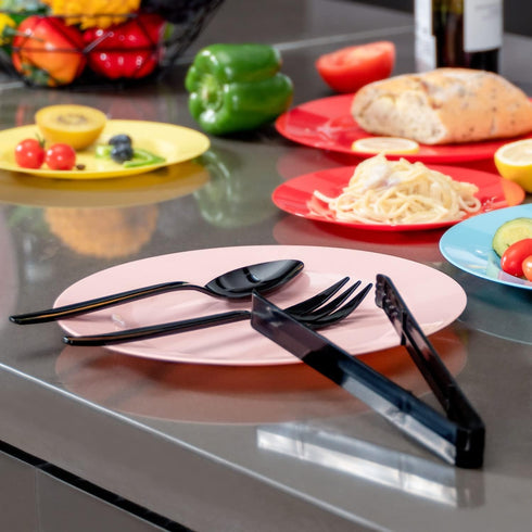 Plastic Serving Utensils Set, 18 Piece, 9" Black...