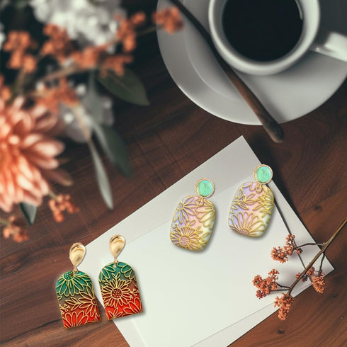 CHGCRAFT Polymer Clay Texture Sheets Daisy and Leaves Clay Texture Mat Flowers Clay Texture Sheets Embossing Polymer Clay Tools Polymer Clay Pad E...