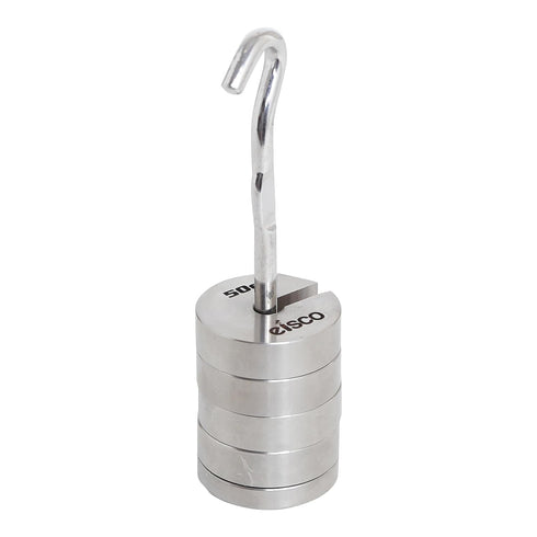 Eisco Labs Stainless Steel Mass and Hanger Set - 4 Slotted 50g Weights and Hanger, Total 250g...
