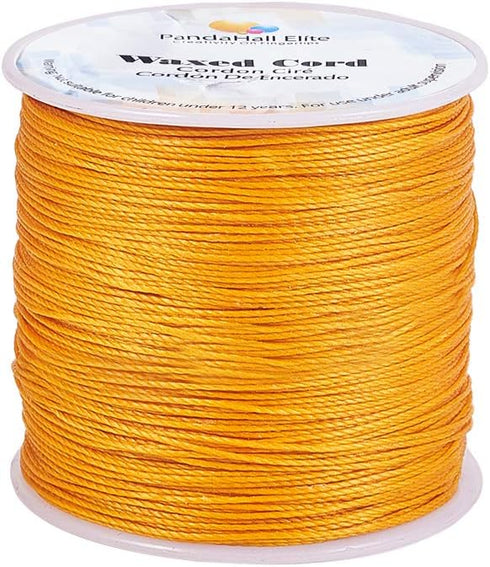 PH PandaHall 116 Yards 0.5mm Waxed Polyester Cords, Waxed Thread Rope Round Thread Gold Beading String Spool for Jewelry Bracelet Necklace Making ...
