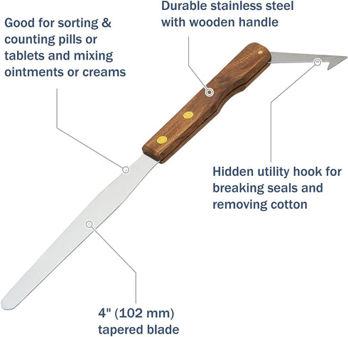 Apothecary Products 4 3/4" Stainless Steel Spatula and Blade, for Pills, Medicine, Vitamins...