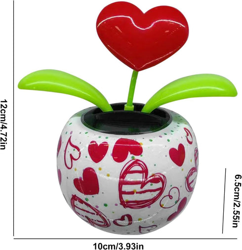 Red Solar Powered Dancing Figurines Toy - Solar Dance Flower, Heart Swing Dancing Flower in Pots, Shaking Head Ornament Car Dashboard Decoration G...