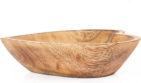 WitnyStore Heart Shaped Wood Bowl 8" Brown Handcrafted Wooden Bowls Collectible Functional Serving Tray Dish Plate Hand Made Decorative Tableware ...