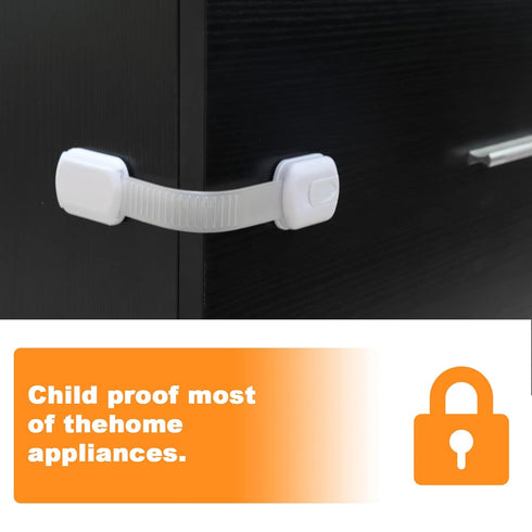 10Pack Child Safety Strap Locks for Fridge, Cabinets, Drawers, Dishwasher, Toilet, Child Proof Safety Locks with 3M Adhesive No Drilling...