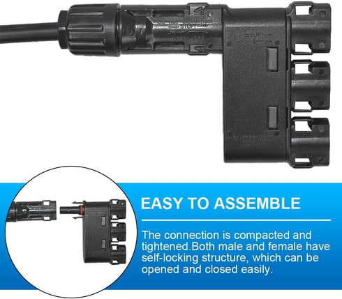 Solar Branch Connector 50A,DC1500V IP68 Waterproof 3 to 1 Y Connectors for Parallel Connection Between Solar Panels (1 Pair M/FFF + F/MMM)...