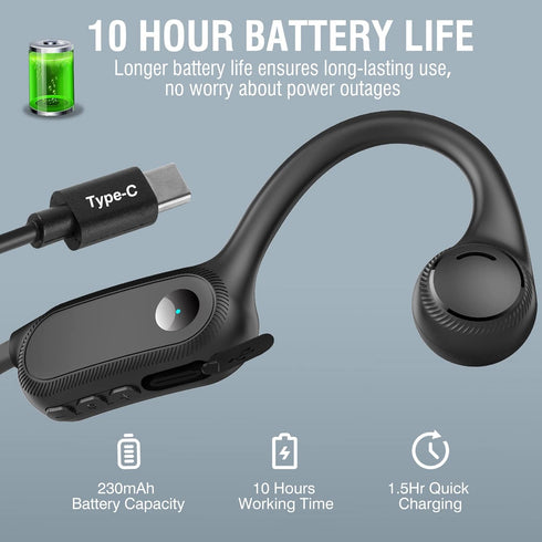 HCMOBI Bone Conduction Headphones Bluetooth 5.2 Wireless Open-Ear Sports Headphones with Mic, 8H Playtime Waterproof Headset for Running, Cycling,...