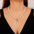 Pearl Bridal Necklace Earrings Set Sliver Rhinestone Necklaces Crystal Bride Choker Necklace Accessories for Women and Girls...