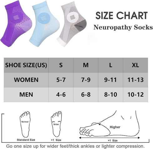 2 Pairs Neuropathy Socks for Women & Men, Functional Socks for Neuropathy, Soothe Relief Socks for Neuropathy Pain...