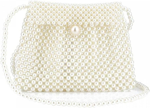 Women Shoulder Bag Pearl Purse Tote bag Handmade Tote Bag Weave Beaded Bag Clutch Evening Party Bag...