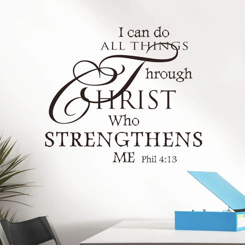 Inspirational Wall Decor Quotes Stickers–I Can Do All Things Through Christ Who Strengthens Me– Decor for Living Room Bedroom Classroom Playroom N...