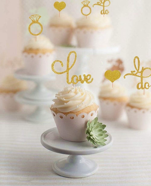 JeVenis Set of 44 Wedding Cupcake Toppers Diamond Ring Cupcake Toppers I Do Cupcake Topper for Wedding Engagement Bridal Shower Decorations...