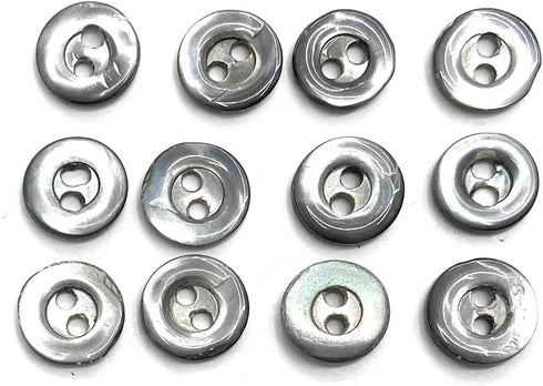 Vintage 12 Grey Ocean Pearl -Mother of Pearl Buttons 5 16''- 8mm - Gray Blouse Buttons ,Shirt Buttons , Grey Buttons 3/8inch size 16...
