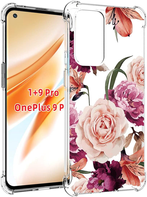 Case for OnePlus 9 Pro Case, OnePlus 9 Pro Case for Girls Women, Clear Floral Soft Flexible TPU Slim Phone Protective Case Cover for OnePlus 9 Pro...