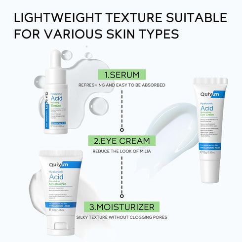 Travel Size Skin Care Set, Hyaluronic Acid Travel Size Skincare Set, Skin Care Routine For Women Girls, Moisturizer, Serum, Eye Cream Hydrated & B...