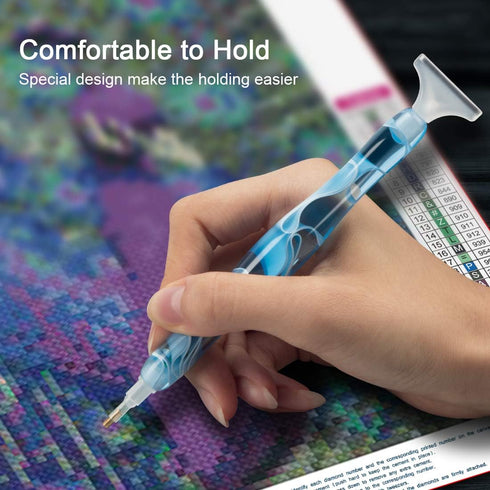 Sonsage Resin Diamond Painting Pen for Adult,Light Blue Curvy Body Pen Diamond Art Accessories Kits,5D DIY Acrylic Applicator Accessories Gem Jewe...