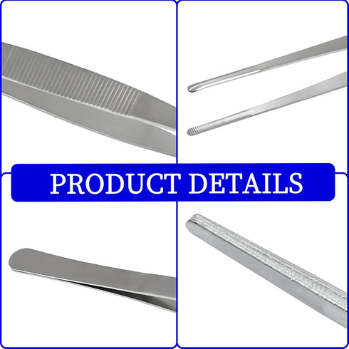 3Pcs Stainless Steel Tweezer Set (8" 10" 12"), Long Tweezers with Precision Serrated Straight Tips, Non-slip Multitool Tweezer for Cooking, Repair...