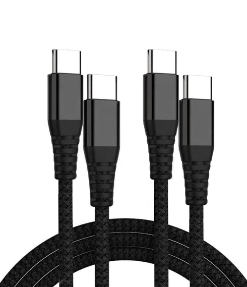2-Pack Braided USB C to USB C 60W Fast Charging Cable (Black) for iPhone 15/15 Pro/15 Plus/ 15 Pro Max, Samsung Galaxy S22/23, MacBook Pro (6.6 fe...