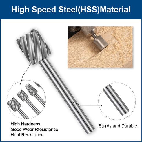 Wood Carving Bits Engraving Router Bit, 20pcs HSS Different Rotary Burr Set with 1/8"(3mm) Shank for Rotary Tools for DIY Woodworking, Carving, Dr...