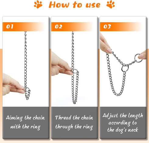 TagME Chain Choke Collar for Dogs, Adjustable Weather Proof Necklace for Medium Dogs, Alloy Steel Pet Training Collar...