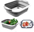 Kitchen plastic Portable 3-1n-1 Collapsible Foldable folding Silicone cutting Chopping Board., Medium, Gray and white...