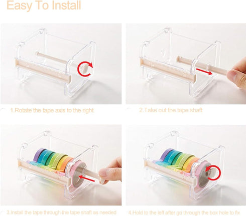 2 Pack Transparent Visible Desktop Washi Masking Tape Dispenser, Multi Tape Cutter,Roll Tape Holder, DIY Sticker Roll Tape Cutter Holder Storage (...
