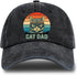 Cat Dad Adjustable Washed Cotton Baseball Cap, Funny Cat Retro Trucker Hat Gift for Men Grandpa Dad Cat Lover...