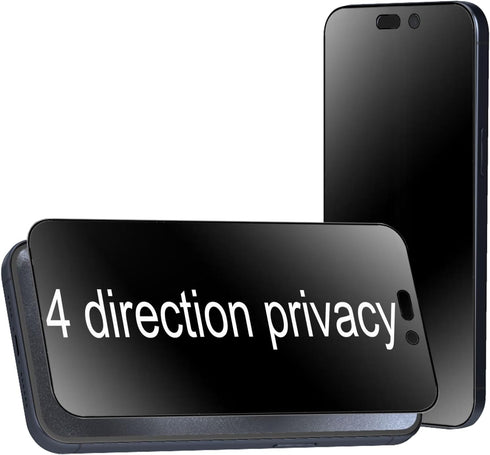 2 Pack 360 Degree Anti-glare Privacy Tempered Glass for iPhone 15 Pro Anti-Spy 4 Directions Matte Screen Protector Film 4 Sides Anti-Peeping 6.1 i...