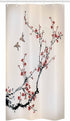 Ambesonne Nature Stall Shower Curtain, Cherry Branches Flowers Buds and Birds Style Artwork with Painting Effect, Fabric Bathroom Decor Set with H...