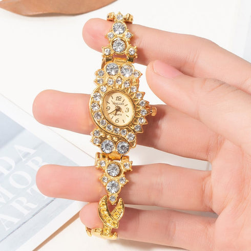 Weicam Women Stylish Bangle Bracelet Round Dial Crystal Analog Quartz Wrist Watch Jewelry Set...