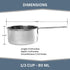 1/3 Cup Stainless Steel Measuring Cup | Sturdy Metal 80 ml Single Cup for Wet and Dry Ingredients | Great for use as 1/3 Cup Dog Food Scoop - 1 PK...