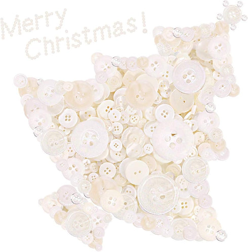 Swpeet 1000Pcs Christmas White Craft Buttons, 2 and 4 Holes White Round Craft Resin Sewing Buttons Suitable for Christmas Sewing Decorations, Art ...