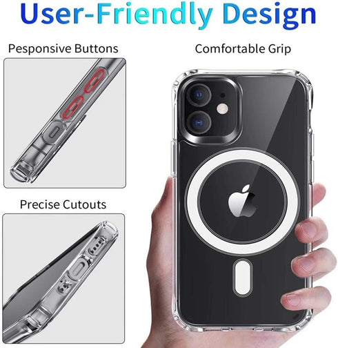 Ambar Compatible with MagSafe Case for iPhone 11 (6.1 inch), Shockproof, Acrylic Back, Magnetic Transparent Case...