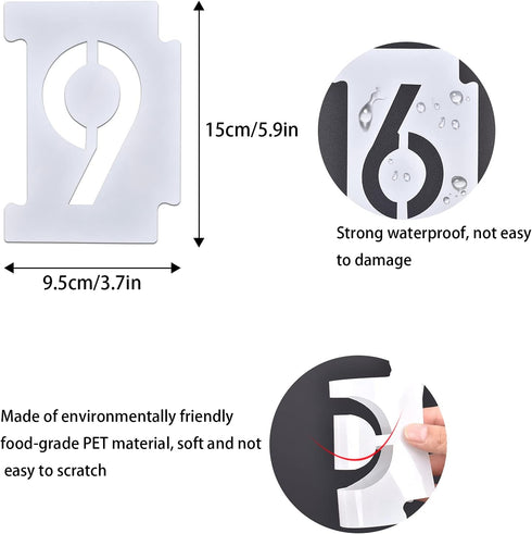 20 Pieces Curb Stencil Kit 0-9 Numbers Stencils 4 Inch Tall Numbers Reusable Plastic Numbers Stencil Numbers Template for Painting Address in Mail...
