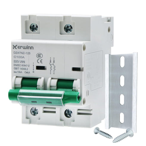 Miniature Circuit Breaker 500V DC circuit breaker 2Pole 100Amp smart circuit breaker DIN Rail Mount for Marine power systems,solar photovoltaic sy...