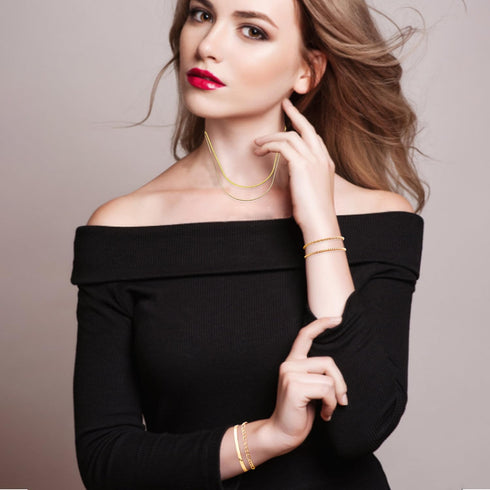 Gold Chain Bracelets Set 14K Gold Plated Bracelet Stack Link Chain Bracelets Trendy Gold Stackable Cuff Bracelets for Women...