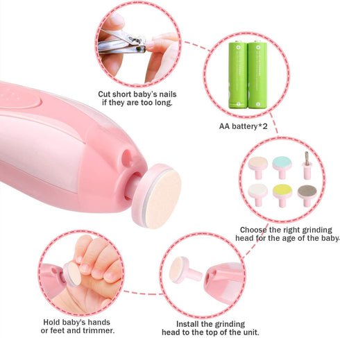 Baby Nail Trimmer Electric, Electric Nail File Baby Nail Clippers with Light, Toe Nail Sander for Thick Nails, Infant Nail Clippers for Newborn Or...
