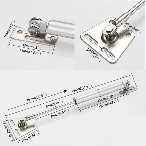 LLJJLXZCD11.4-inch 2-Piece, 150N/33Ibs Lift Bracket, air strut, Cabinet Hinge, Toy Box Hinge and lid Bracket, Pneumatic Shock Absorbent Soft Closi...