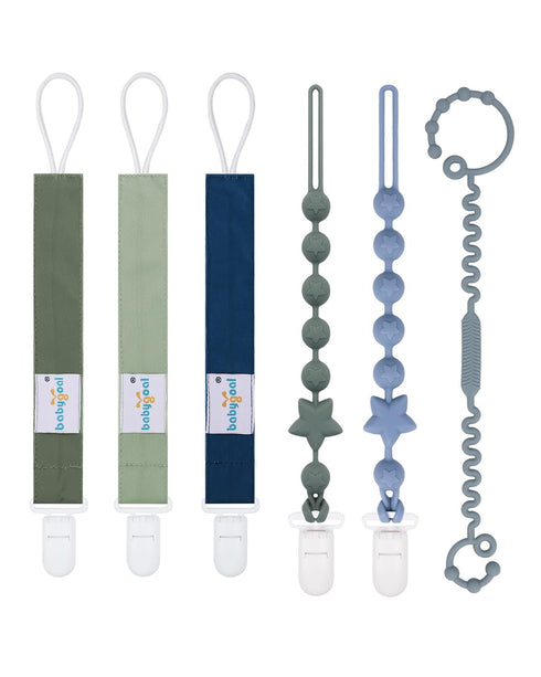 babygoal Pacifier Clip Set of 6, Silicone Pacifier Clips and Toy Strap fits All Pacifiers, Binkies and Toys- Ideal Baby Boy and Girl Gift-Neutral ...