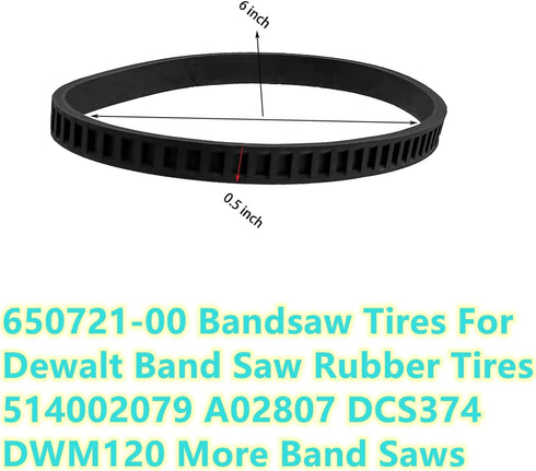 650721-00 Bandsaw Rubber Tires fits for Dewalt Band Saw Tires A02807 DCS374 DWM120 DW328K (2-Pack)...