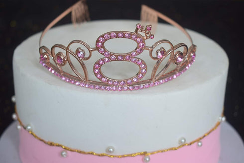 8th Pink Birthday Tiara and Sash Happy 8th Birthday Party Supplies 8th Birthday Glitter Satin Sash and Crystal Tiara Princess Birthday Crown for G...