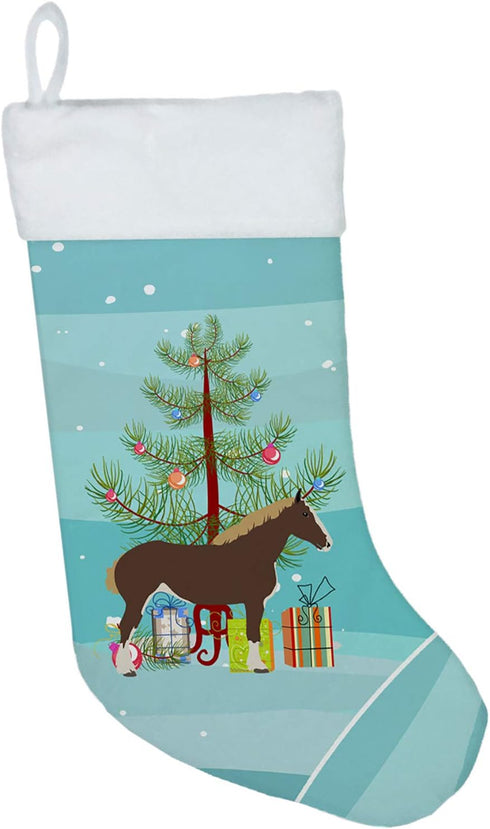 Caroline's Treasures BB9273CS Percheron Horse Christmas Christmas Stocking, Teal Fireplace Hanging Stockings Christmas Season Party Decor Family H...