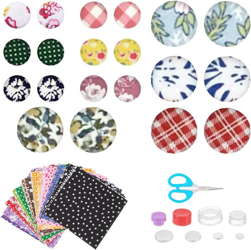 WEBEEDY 50 Set Stud Earring Kit DIY Craft Covered Button Kit with Tools Self Cover Buttons Earring DIY Kit Include 100 Stainless Steel Blank Stud ...