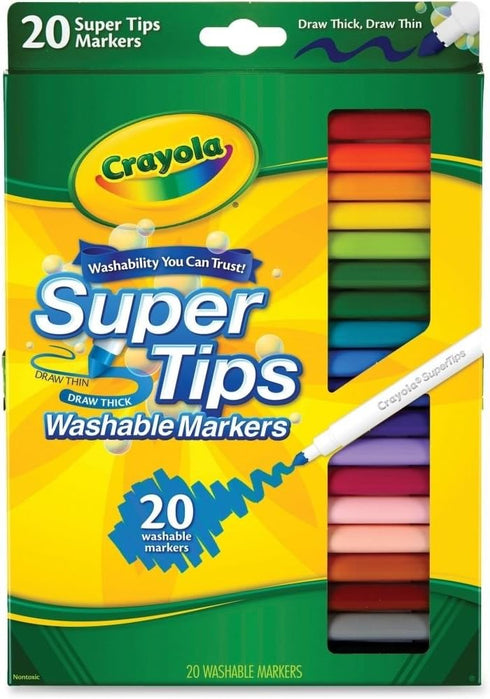 Crayola 588106 Washable Super Tips Markers, Assorted, 20/Set...