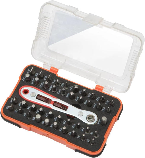 ROTATION 44pc Bit Set with 1/4 Mini Ratchet Offset Screwdriver, Portable Case, CR-V Steel, Drive Handle & Multi Hex/Phillips/Slotted/Torx/Star Bit...
