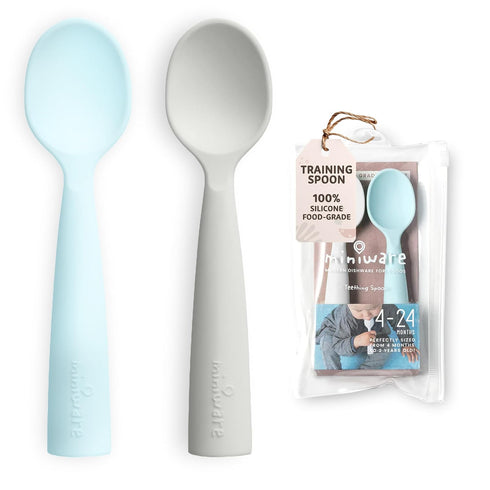 Miniware Silicone Baby Spoon for Training - BPA Free Baby Utensils - Baby Spoons Self Feeding 6 Months | 100% Food Grade Silicone - Modern & Dishw...