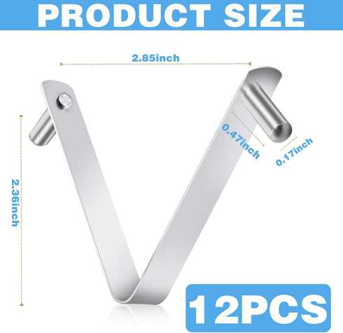 12Pcs Pool Brush Clip V-Shaped Clip, Easy to Install Pool Accessories Tools Pool Pole Clips Pool Hooks for Poles, Applies to Stainless Steel Clips...