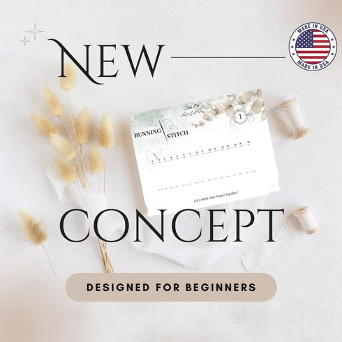 Embroidery Cards For Beginners Adults Kids, Learn 11 Basic Stitches DIY Kits, Includes Pre Perforated Cards, Easy to Follow Instructions, Clear Pa...