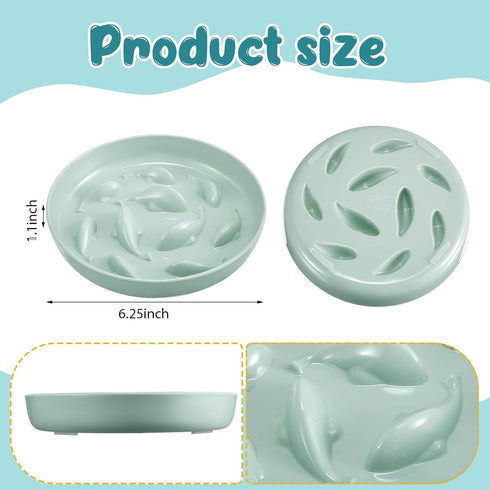 2 Pcs Cat Slow Feeder Bowl Cat Fish Pool Design Feeder Cat Dish Fun Interactive Cat Food Bowl Feeder Healthy Eating Diet Cat Bowls for Pet Cats Pu...
